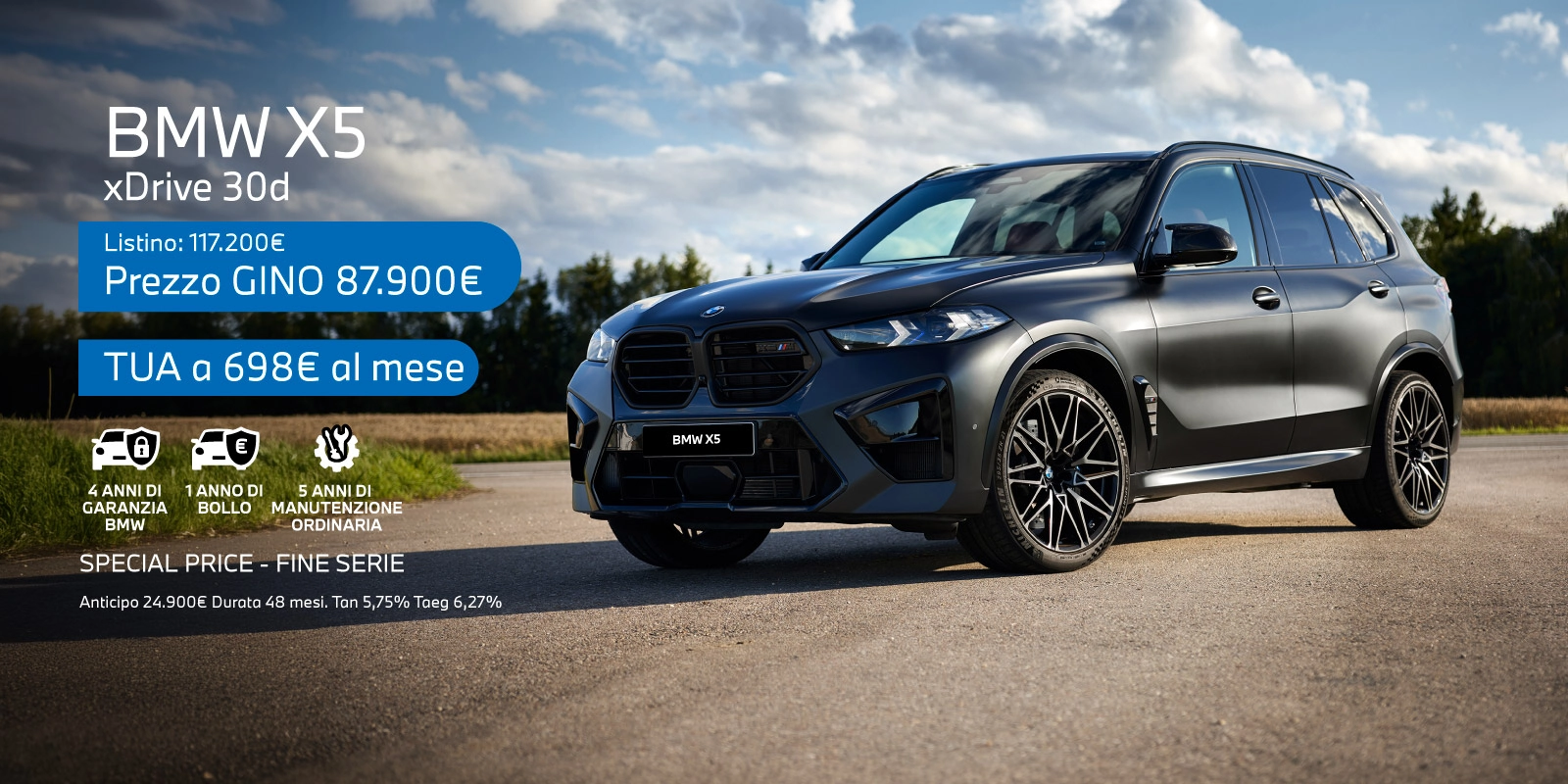 Nuova BMW X5 - Tua a partire da 698€/mese con 4 anni di garanzia BMW, 1 anno di Bollo e 5 anni di manutenzione ordinaria