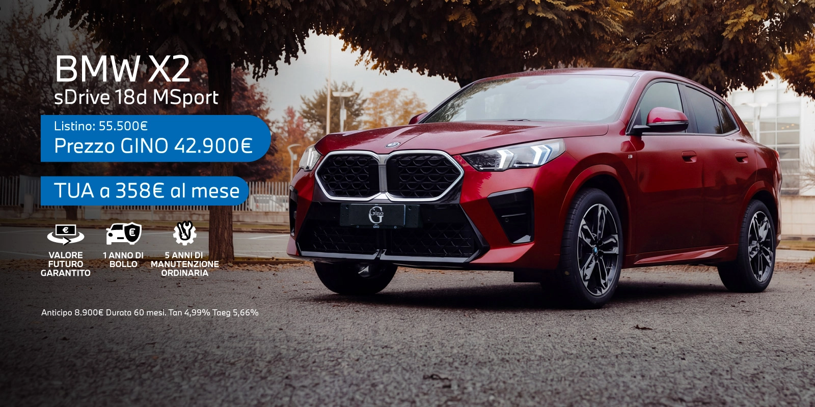 Nuova BMW X2 - Tua a partire da 358€/mese con Valore Futuro Garantito, 1 anno di Bollo e 5 anni di manutenzione ordinaria