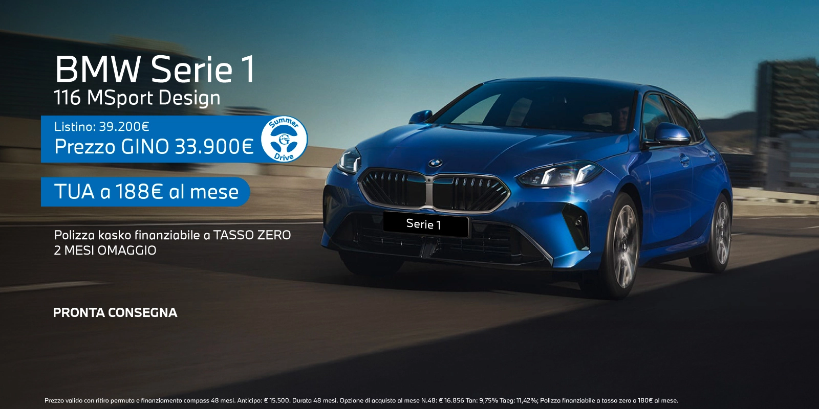 Nuova BMW Serie 1 - Tua a partire da 188€/mese