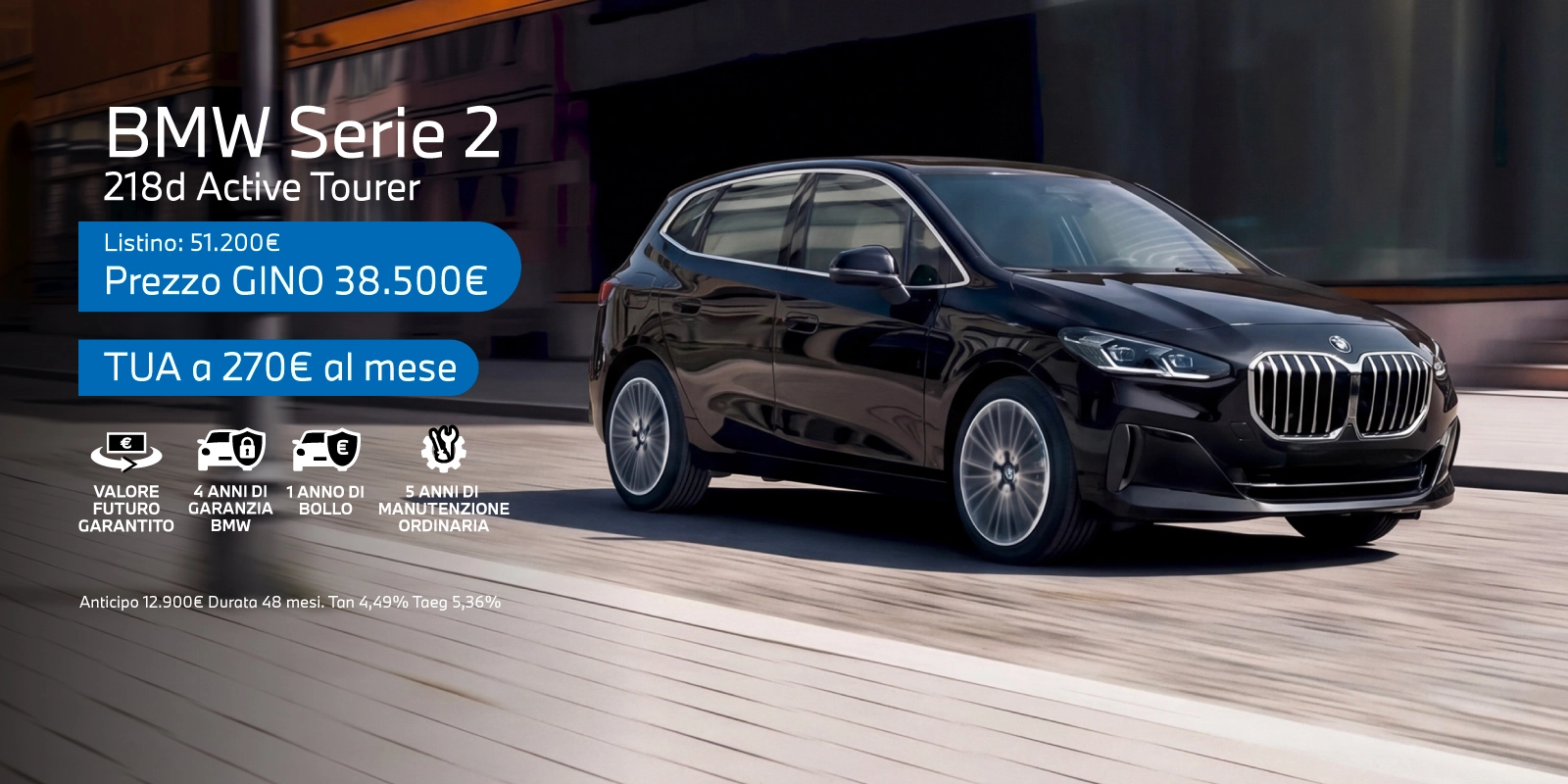 Nuova BMW Serie 2 Active Tourer - Tua a partire da 270€/mese