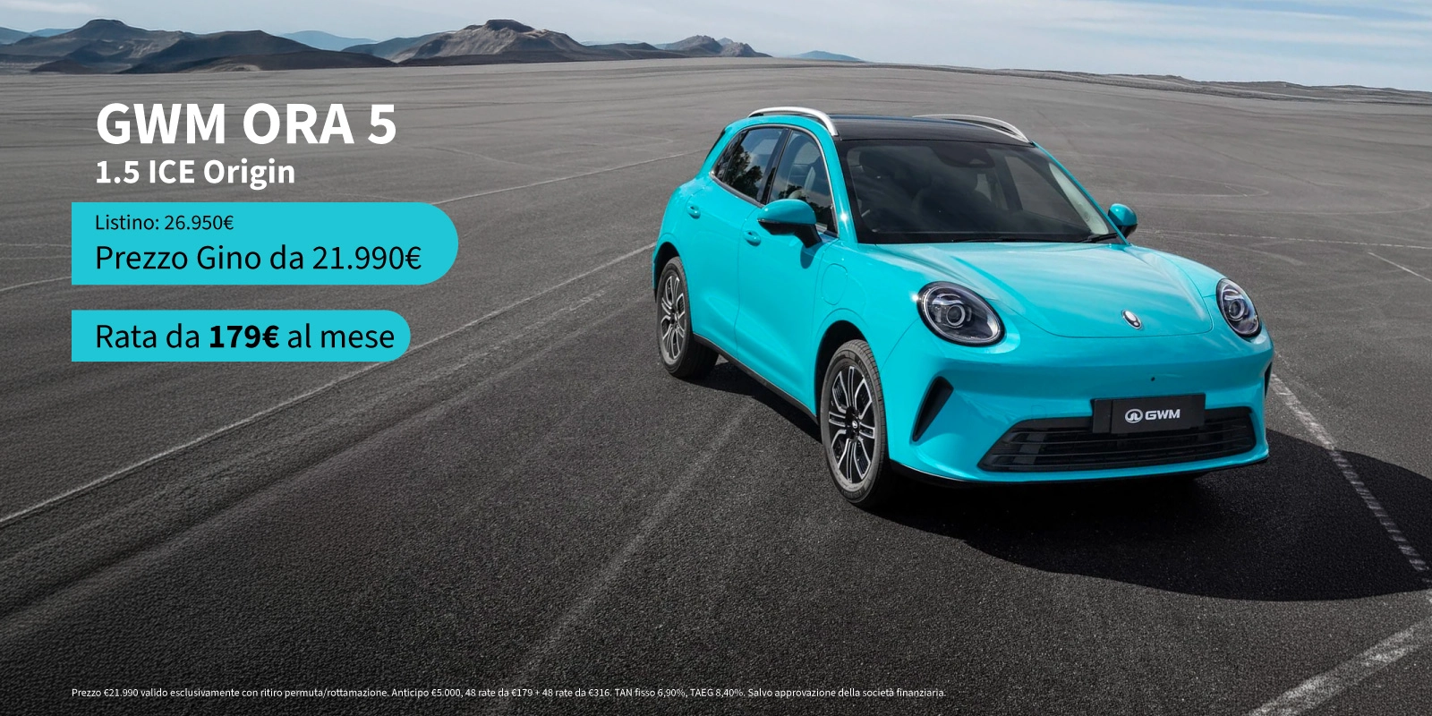 GREAT WALL MOTOR ORA 5 - Tua da 179€ al mese