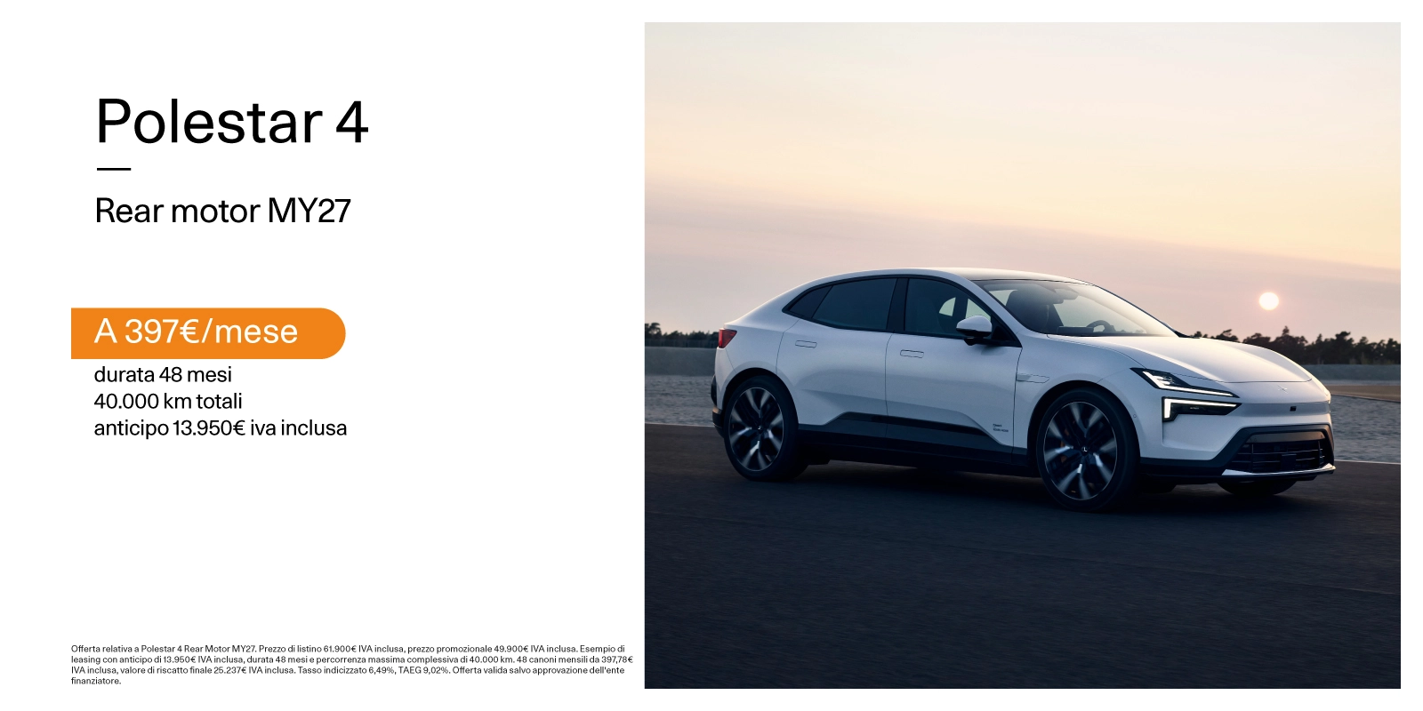 Nuova Polestar 4 - Tua con canone da 397,78 €/mese IVA inclusa