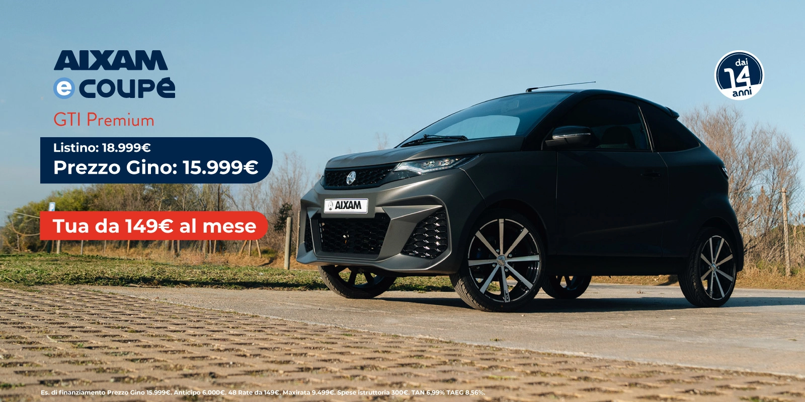 Nuova Aixam eCoupe GTI Premium- Tua a partire da 149€/mese
