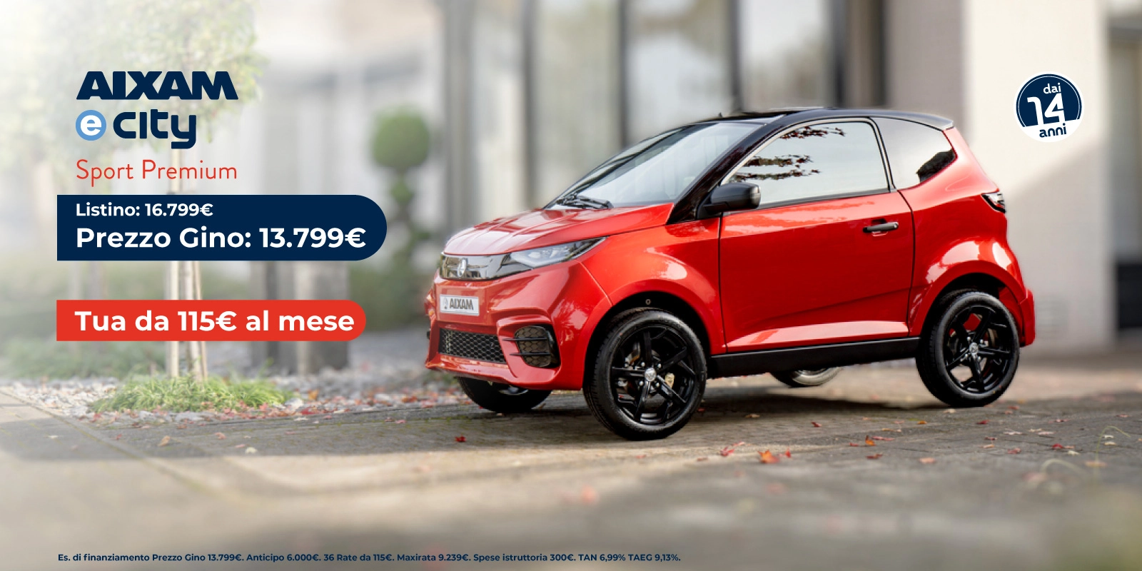 Nuova Aixam E-city Sport Premium- Tua a partire da 96€/mese