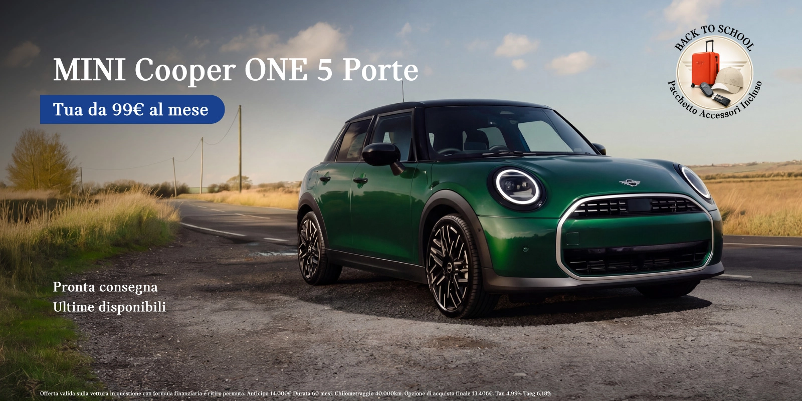 Nuova Mini Cooper ONE 5 porte - Tua a partire da 99€/mese