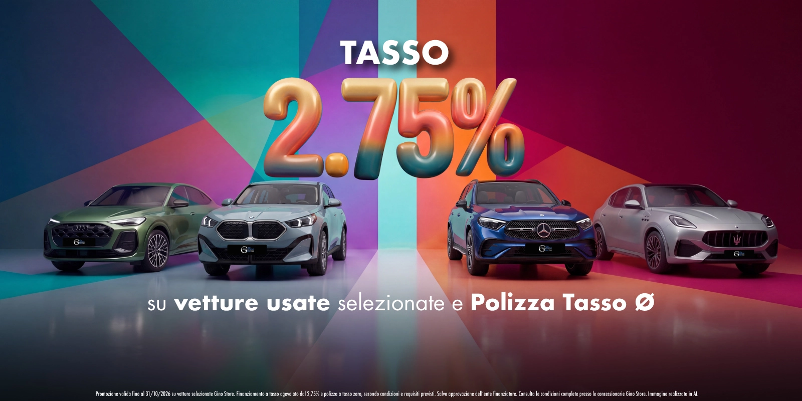 Il Tasso fa la differenza - Finanziamento con TAN dal 2,75% su vetture selezionate e polizza a tasso zero.