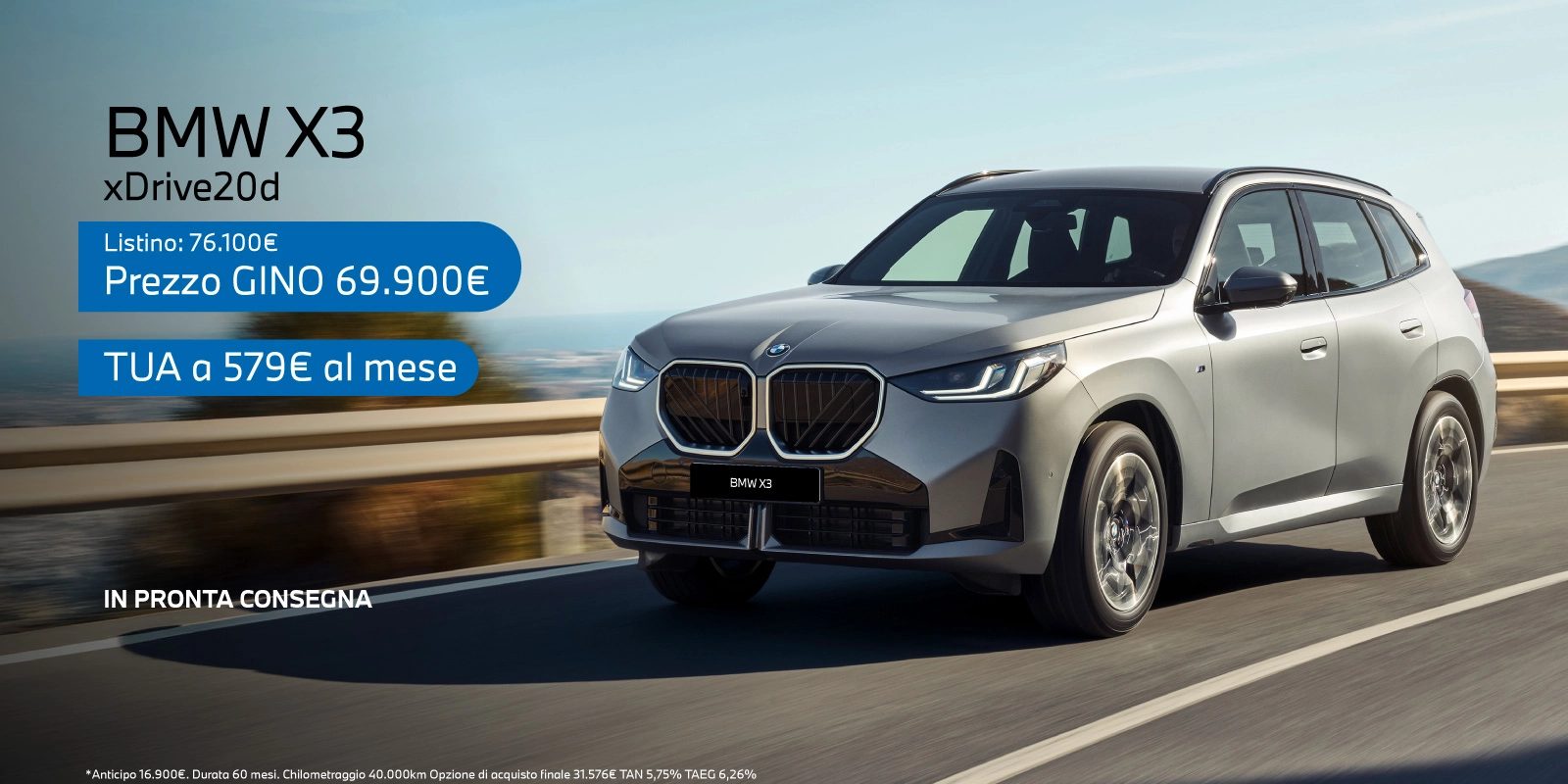 Nuova BMW X3 - Tua a partire da 579€/mese