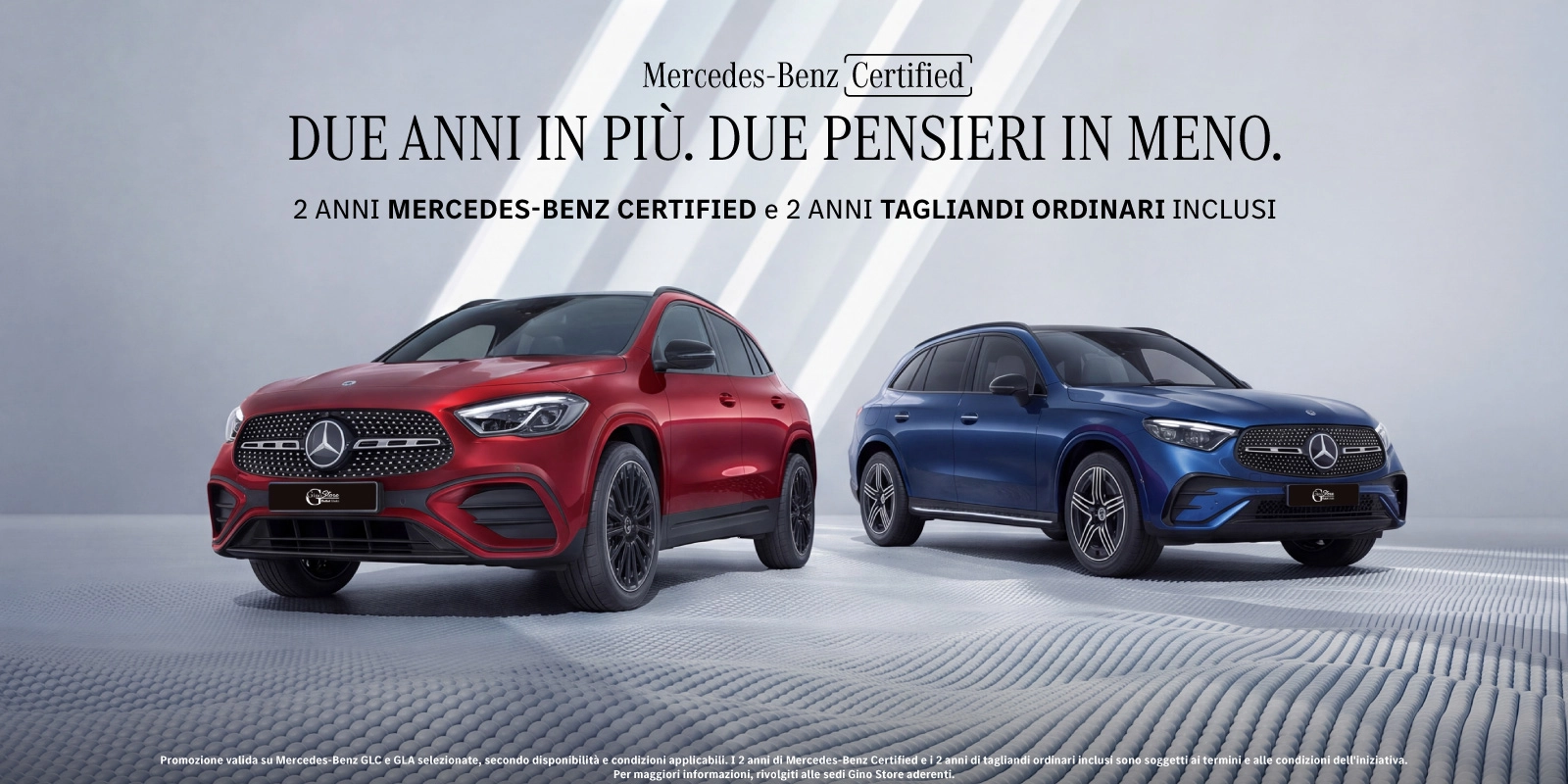 Usato Mercedes Certified GinoStore - 2 anni di Mercedes-Benz Certified e 2 anni di tagliandi ordinari inclusi.