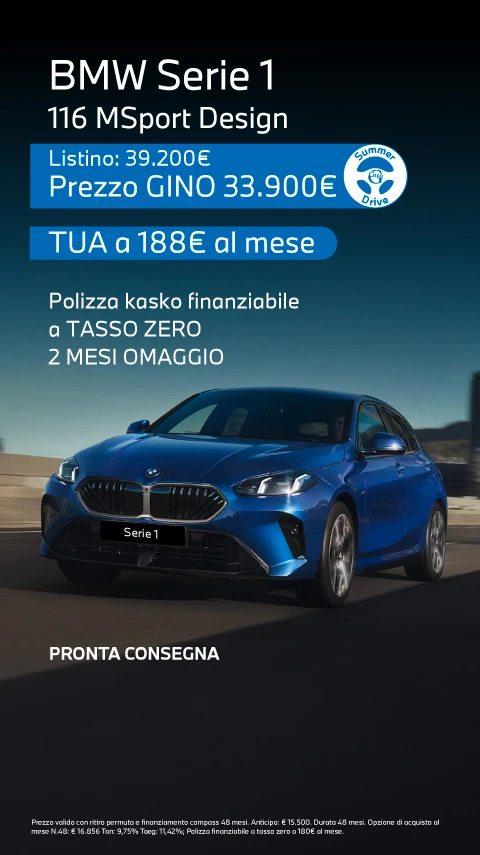 BMW Serie 1 116 Msport Tua da 188€/mese