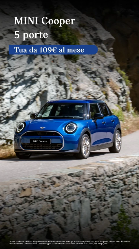 Nuova Mini Cooper 5 Porte - Tua a partire da 109€/mese