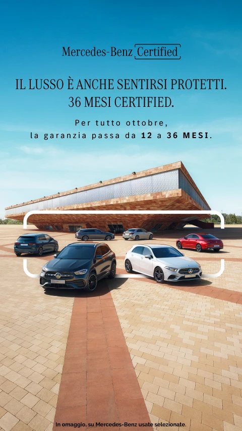 Usato Mercedes Certified GinoStore - Per tutto ottobre, la garanzia passa da 12 a 36 mesi. In omaggio.