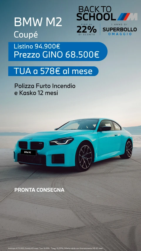 Nuova BMW M2 - Tua a partire da 578€/mese