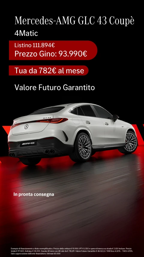 Nuovo Mercedes-AMG GLC 43 Coupè tua da: 782€ al mese
