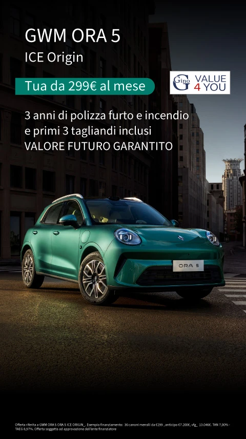 GREAT WALL MOTOR ORA 5 - Tua da 299€ al mese con formula Value for You