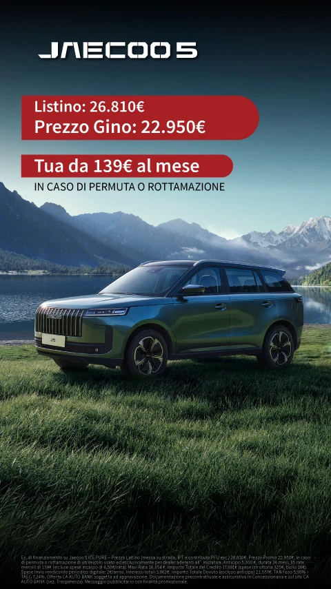 Nuova Jaecoo 5 - Tua da 139€ al mese