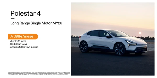 Nuova Polestar 4 - Tua con rata da 398€/mese