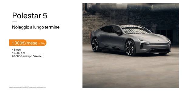Polestar 5 - Tua con canone di noleggio da 1.300€/mese +IVA