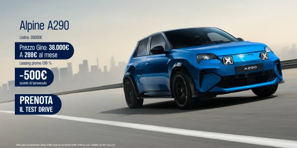 Alpine A290 - Tua da 288€ al mese con 500€ di sconto di benvenuto.